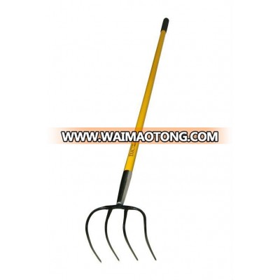 Forged manure hook with fiberglass handle in garden tools