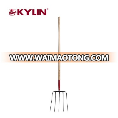 Garden Tools Wooden Long Handle Forged Manure Fork